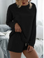 cheap Women’s Short Sets-Women&#039;s Fashion Streetwear Daily Shorts Sets Long Sleeve Crew Neck Plain Drawstring Casual Daily Black Pink Royal Blue Summer Loose Fit