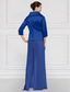preiswerte Overalls für Mütter-Zweiteilig Hosenanzug Bodenlang Brautmutterkleid Langarm Revers Elegant Einfach Zugeschnitten Formell Hochzeitsgast Chiffon Stretch Satin mit Schärpe / Band Einfarbig