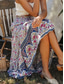 cheap Graphic Skirts-Women&#039;s Skirt A Line Bohemia Casual Maxi High Waist Skirts Floral Print Micro-elastic Street Daily Red Apricot Summer Polyester Rayon