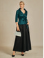 abordables Blouses Élégantes-Femmes Chemisier Hauts de soirée Nœud devant Élégant Métallique Moderne Manche 3/4 Col en V Hauts Réguliers Soirée robe demoiselle d honneur Semi-Formel Cyan Vert Emeraude Printemps, Automne, Hiver