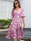 cheap Floral Dress-Women&#039;s Midi Dress A Line Dress Vacation Boho Beach Flare Cuff Sleeve Party Going out Beach Loose Fit Floral Graphic Short Sleeve V Neck Light Purple Summer Spring