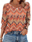 cheap Women&#039;s Graphic Tops-Women&#039;s Blouse Graphic Geometric Abstract Tropical Stylish Casual Long Sleeve Crew Neck Regular Tops Daily Print Black White Yellow Orange Green Summer Spring Fall