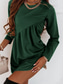 cheap Plain Dress-Women&#039;s Mini Dress T Shirt Dress Tee Dress Casual Daily Regular Fit Plain Long Sleeve Crew Neck Pink Wine Dark Green Brown Summer Fall