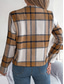 cheap Print Coats-Women&#039;s Casual Jacket Comfortable Breathable Print Casual Plaid Vacation Street Daily Wear Going out Open Front Short Stand Collar Regular Fit Long Sleeve Outerwear Navy Red Green Summer Spring
