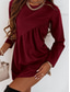 cheap Plain Dress-Women&#039;s Mini Dress T Shirt Dress Tee Dress Casual Daily Regular Fit Plain Long Sleeve Crew Neck Pink Wine Dark Green Brown Summer Fall