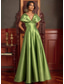 cheap Evening Dresses-A-Line Evening Gown Elegant Dress Formal Wedding Floor Length Off Shoulder V Neck Stretch Satin with Pocket 2025
