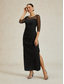 economico Abiti da festa-Per donna Abito maxi Tubino Elegante Compleanno Formale Tinta unica Manica 3/4 Girocollo Nero