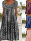 preiswerte Blumenkleid-Damen Midikleid A Linie Kleid Sommerkleid Lässig Täglich Normale Passform Paisley-Muster Kurzarm Quadrathals Rosa Rote Blau Grau Sommer