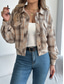 cheap Shirt Jackets-Women&#039;s Shirt Jacket Casual Jacket Comfortable Breathable Buttons Print Casual Plaid Vacation Street Casual Daily Wear Single Breasted Short Stand Collar Regular Fit Long Sleeve Outerwear Pink