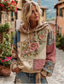 cheap Floral Tops-Women&#039;s 3D Print Vintage Boho Hoodie Patchwork Hoodie Sweatshirt Floral Pullover Sweatshirt Oversized Warm Active Hooded Street Dailywear Patchwork Black White Yellow Dark Pink Spring Fall Winter