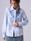 cheap Stripe&amp;Geometric Tops-Women&#039;s Shirt Button Down Blouse Floral Striped Elegant Bohemia Vintage Long Sleeve Shirt Button Down Blouse Collar Regular Tops Work Daily Holiday Embroidered 1# Original light blue-BLUE