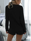 cheap Women’s Short Sets-Women&#039;s Fashion Streetwear Daily Shorts Sets Long Sleeve Crew Neck Plain Drawstring Casual Daily Black Pink Royal Blue Summer Loose Fit