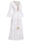 cheap Boho Dress-Women&#039;s Maxi Dress Sundress A Line Dress Vacation Party Birthday Party Going out Beach Solid Color 3/4 Length Sleeve V Neck White Apricot