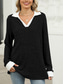 cheap Plain Tops-Women&#039;s Shirt Solid Color Stylish Casual Long Sleeve V Neck Regular Tops Daily Patchwork Black Red Blue Fuchsia Spring Fall