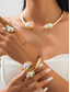 ieftine Colier de damă-Colier tip choker gros din aur pentru femei, brățară, inel cu perlă barocă - bijuterii îndrăznețe pentru nunți, gale și petreceri de seară