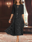 billige Med jakke-To-delt A-line Mor til bruden kjole Elegant Enkel Luksuriøs V-hals Te-lengde Midi-lengde Perleblonde Chiffon med stretch krepsjakke