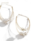 abordables Pendiente de mujer-Pendientes de aro extragrandes de alambre dorado para mujer con gotas de perla irregulares: joyas con un toque artístico para fiestas de moda y eventos de tendencia.