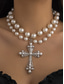 cheap Women&#039;s Necklace-Women&#039;s Baroque Pearl and Beaded Cross Pendant Necklaces - Multiple Style Options for Elegant Gothic and Vintage Looks, Perfect for Parties and Special Occasions