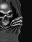 cheap Halloween T shirts-Halloween Men&#039;s Reaper Henley Shirt T shirt Tee Short Sleeve T shirt 3D Print Crew Neck Stand Collar Lace Up Neck Shirt Casual Street Sports Outdoor Casual Black Blue Brown Summer Spring All Seasons