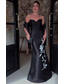 cheap BLACK-Black and White A-Line Evening Gown Laser Cut Flowers Dress Formal Wedding Floor Length Sleeveless Sweetheart Satin with Shawl