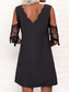 cheap Mini Black Dress-Women&#039;s Mini Dress Summer Dress Casual Daily Regular Fit Plain Half Sleeve V Neck Black Summer Spring Fall