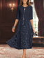 billige Med jakke-To-delt A-line Mor til bruden kjole Elegant Enkel Luksuriøs V-hals Te-lengde Midi-lengde Perleblonde Chiffon med stretch krepsjakke