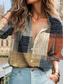 cheap Stripe&amp;Geometric Tops-Women&#039;s Shirt Button Down Blouse Plaid Stylish Casual Long Sleeve Shirt Button Down Blouse Collar Regular Tops Daily Buttons Print Red Blue Green Khaki Summer Spring