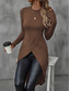 cheap Plain Dress-Women&#039;s Midi Dress Sheath Dress Wrap Dress Casual Daily Slim Plain Long Sleeve Crew Neck Black Brown Summer Spring Fall