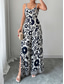 cheap Vacation Jumpsuit-Women&#039;s Normal Jumpsuit Elegant Floral Sleeveless Wide Leg V Neck High Waist Print Vacation Daily Regular Fit Black Red Navy Blue Summer