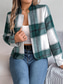 cheap Print Coats-Women&#039;s Casual Jacket Comfortable Breathable Print Casual Plaid Vacation Street Daily Wear Going out Open Front Short Stand Collar Regular Fit Long Sleeve Outerwear Navy Red Green Summer Spring