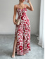 cheap Vacation Jumpsuit-Women&#039;s Normal Jumpsuit Elegant Floral Sleeveless Wide Leg V Neck High Waist Print Vacation Daily Regular Fit Black Red Navy Blue Summer