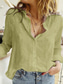 cheap Shirts-Women&#039;s Shirt Cotton Linen Shirts Button Up Blouse Solid Color Basic Casual Long Sleeve Shirt Collar Regular Tops Daily Buttons Yellow Green Summer Spring