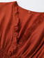 ieftine Rochie boho vestică-Pentru femei Rochii Midi Rochie Boho Rochie occidentală Modă Modern În aer liber Vacanță Concediu Fit regulat Simplu Manșon Lung În V Portocaliu Vară