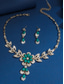 cheap Women&#039;s Necklace-Women&#039;s Gold-Plated Blue Crystal Necklace and Earrings Set with Floral Design - Elegant Party Jewelry for Formal Events and Evening Celebrations