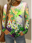cheap Floral tee-Women&#039;s T Shirt Floral Graphic Bird Vintage Stylish Classic Long Sleeve Crew Neck Round Neck Regular Tops Daily Weekend Print Yellow Red Blue Purple Green Summer Spring Fall