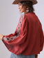 cheap Shirts-Women&#039;s Linen Viscose Shirt Floral Geometric Elegant Bohemia Vintage Long Sleeve Lantern Sleeve Regular Tops Daily Holiday Resort Wear Ruffle Embroidered 81# Original Rust Red-RED Summer Spring