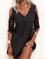 cheap Mini Black Dress-Women&#039;s Mini Dress Summer Dress Casual Daily Regular Fit Plain Half Sleeve V Neck Black Summer Spring Fall