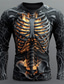 billiga skalle &amp; ben-Halloween Herr Skelett Kostym T-shirt Långärmad T-shirt 3D-tryck Rund hals Skjorta Mode drivna Gata Ledigt Dagligen Svart 1 Svart 3 Svart 2 Sommar Vår Höst Kläder S M L XL XXL XXXL