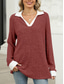 cheap Plain Tops-Women&#039;s Shirt Solid Color Stylish Casual Long Sleeve V Neck Regular Tops Daily Patchwork Black Red Blue Fuchsia Spring Fall