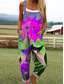 cheap Animals Jumpsuit-Women&#039;s Dungarees Active Graphic Sleeveless Wide Leg Print Vacation Street Loose Fit Yellow Red Blue Summer