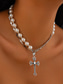 cheap Women&#039;s Necklace-Women&#039;s Baroque Pearl and Beaded Cross Pendant Necklaces - Multiple Style Options for Elegant Gothic and Vintage Looks, Perfect for Parties and Special Occasions