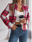 cheap Print Coats-Women&#039;s Casual Jacket Comfortable Breathable Print Casual Plaid Vacation Street Daily Wear Going out Open Front Short Stand Collar Regular Fit Long Sleeve Outerwear Navy Red Green Summer Spring
