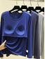cheap Plain tee-Women&#039;s Blouse Solid Color Daily Casual Long Sleeve Crew Neck Regular Tops Daily Black Pink Red Navy Blue Blue Summer Spring Fall