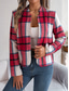 cheap Print Coats-Women&#039;s Casual Jacket Comfortable Breathable Print Casual Plaid Vacation Street Daily Wear Going out Open Front Short Stand Collar Regular Fit Long Sleeve Outerwear Navy Red Green Summer Spring