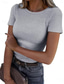 cheap Plain tee-Women&#039;s Summer Tops Solid Color Stylish Basic Casual Short Sleeve Crew Neck Regular Tops Daily White Pink Blue Gray Summer Spring