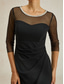 economico Abiti da festa-Per donna Abito maxi Tubino Elegante Compleanno Formale Tinta unica Manica 3/4 Girocollo Nero