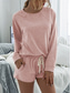 cheap Women’s Short Sets-Women&#039;s Fashion Streetwear Daily Shorts Sets Long Sleeve Crew Neck Plain Drawstring Casual Daily Black Pink Royal Blue Summer Loose Fit