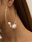 abordables Pendiente de mujer-Pendientes de aro extragrandes de alambre dorado para mujer con gotas de perla irregulares: joyas con un toque artístico para fiestas de moda y eventos de tendencia.