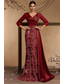 cheap BLUE-Floral Sequin Embroidered Lace Mermaid / Trumpet Evening Gown Elegant Dress Formal Wedding Sweep / Brush Train 3/4 Length Sleeve V Neck Satin with Pleats 2025