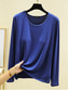 cheap Plain tee-Women&#039;s Blouse Solid Color Daily Casual Long Sleeve Crew Neck Regular Tops Daily Black Pink Red Navy Blue Blue Summer Spring Fall